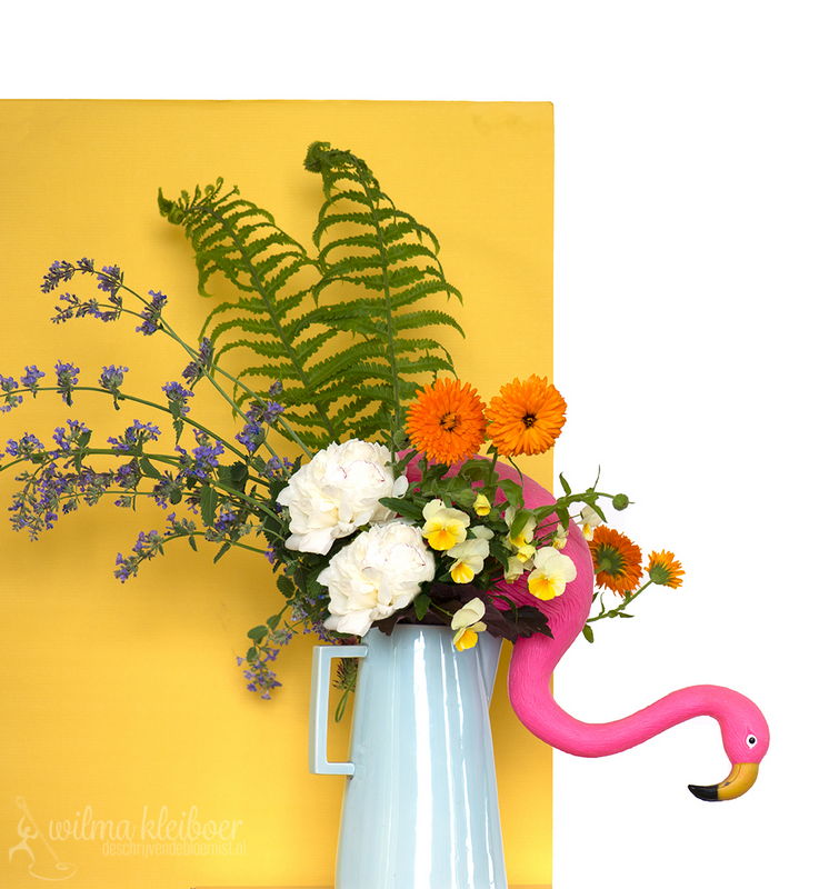 s lijn flamingo bloemen wilmakleiboer lr